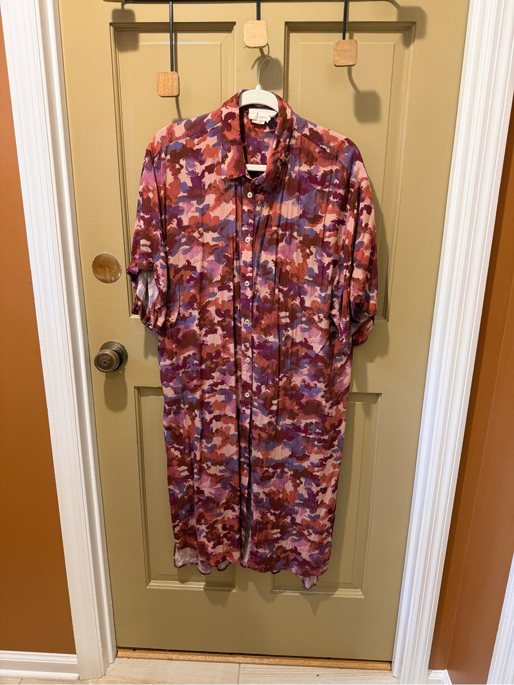 Anthropologie pink and purple long tunic top